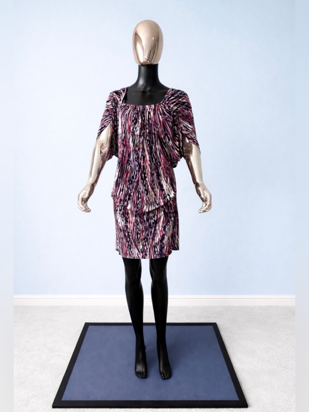 Women’s Purple Abstract Print Square-Neck Top